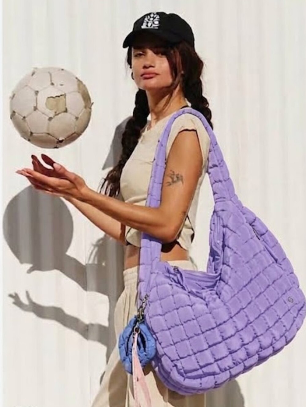 Large Lavender Blue Carryover Quilted Messenger Bag Nwt
